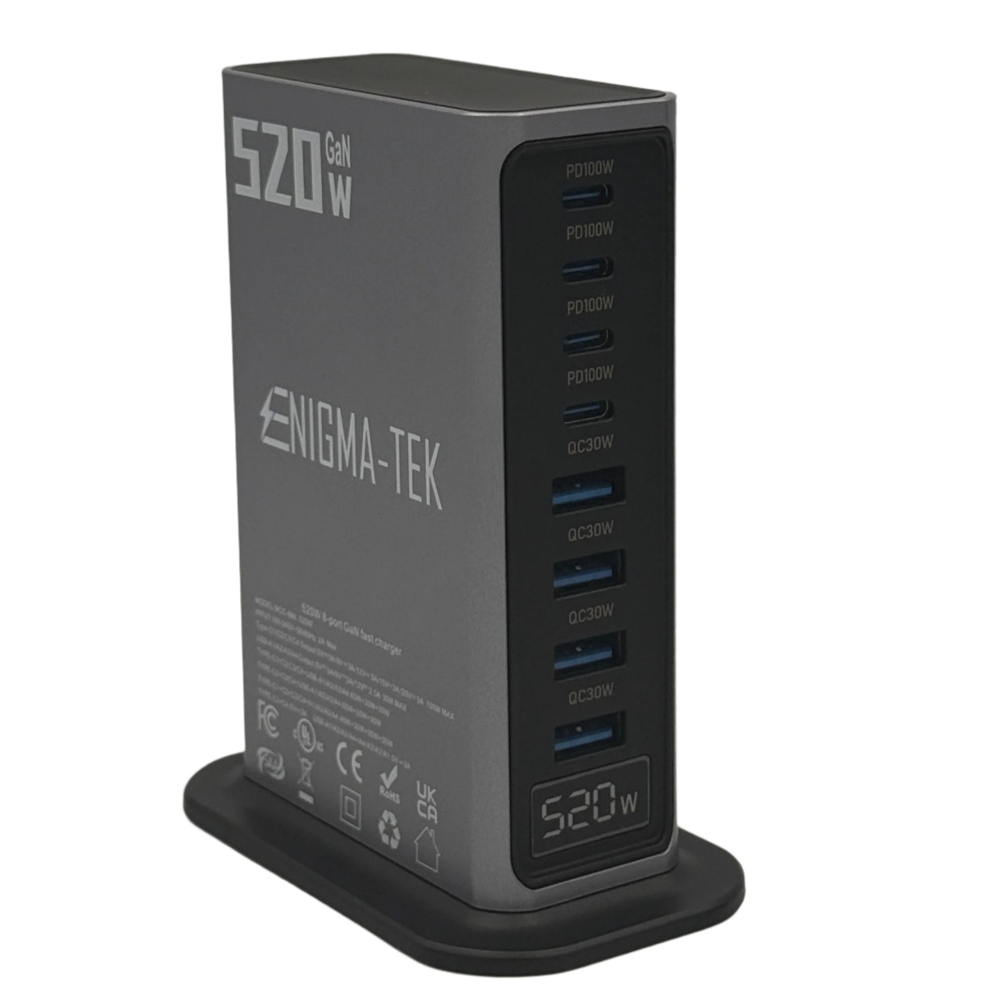 Enigma-Tek 520W GaN Super Fast Charging Hub 8-Port USB-C & USB-A 100W PD For iPhone, iPad, Laptop, Samsung & More