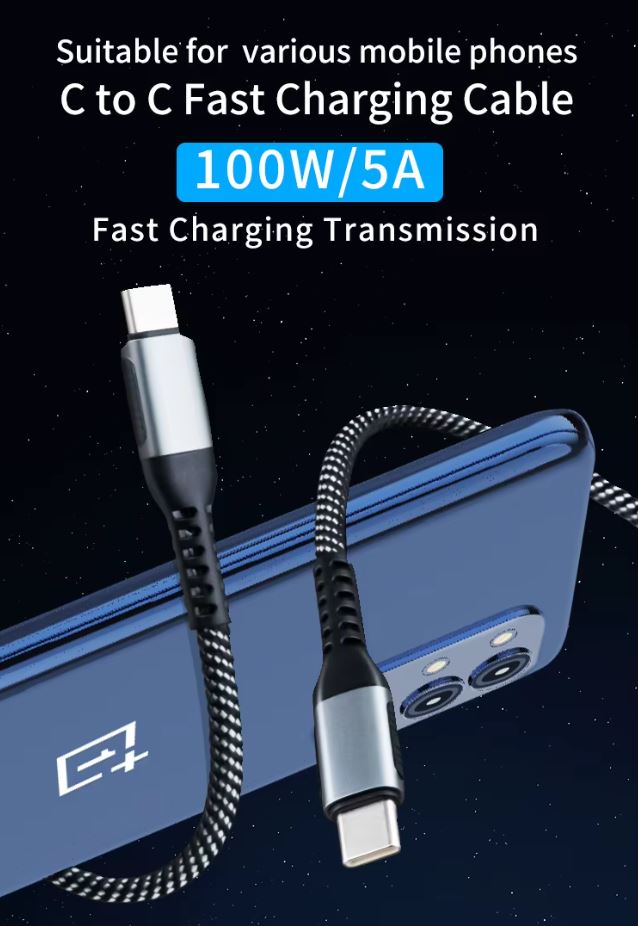 Enigma-Tek 100W USB-C to USB-C Fast Charging Cable – 1m & 2m