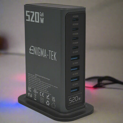Enigma-Tek 520W GaN Super Fast Charging Hub 8-Port USB-C & USB-A  100W PD For iPhone, iPad, Laptop, Samsung & More