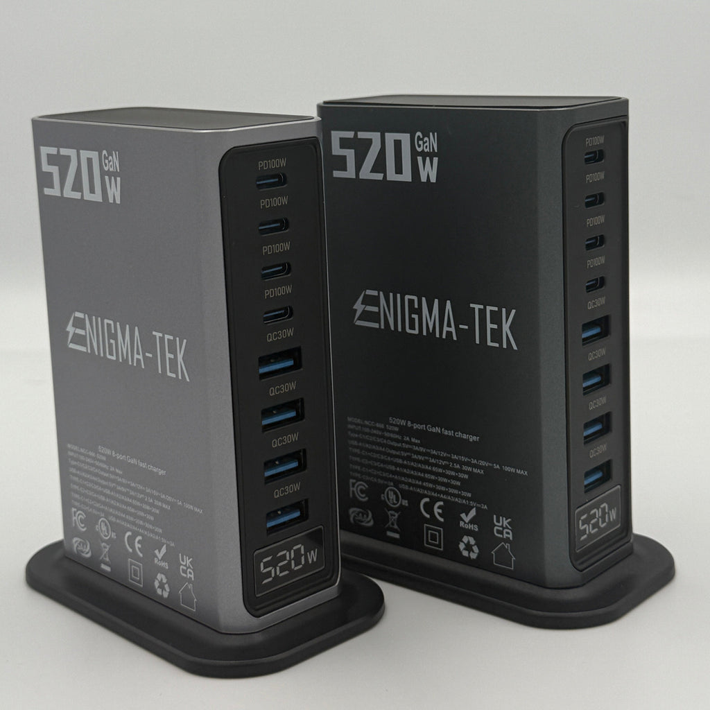 Enigma-Tek 520W GaN Super Fast Charging Hub 8-Port USB-C & USB-A  100W PD For iPhone, iPad, Laptop, Samsung & More