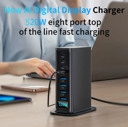 Enigma-Tek 520W GaN Super Fast Charging Hub 8-Port USB-C & USB-A  100W PD For iPhone, iPad, Laptop, Samsung & More
