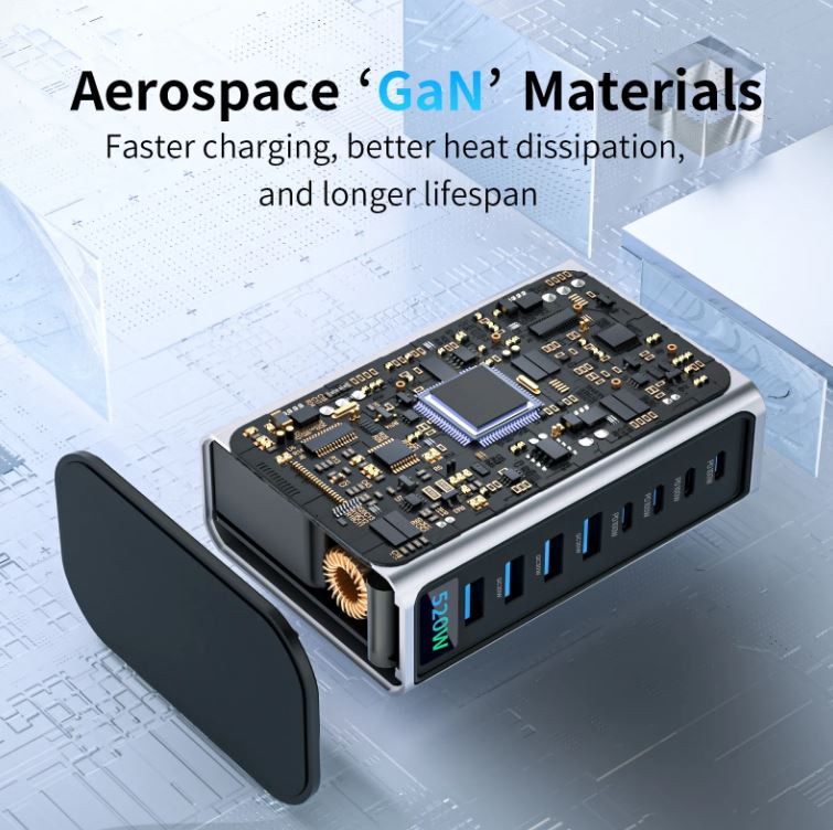 Enigma-Tek 520W GaN Super Fast Charging Hub 8-Port USB-C & USB-A  100W PD For iPhone, iPad, Laptop, Samsung & More